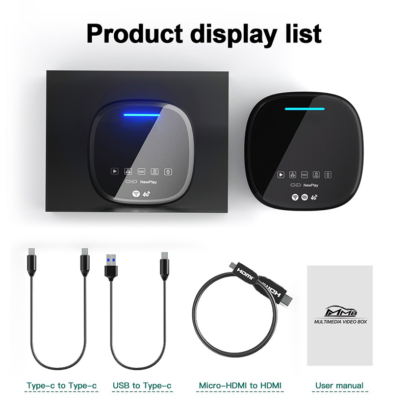 Wireless Android Auto/CarPlay Adapter Streaming Multimedia Box with HDMI & 4G SIM