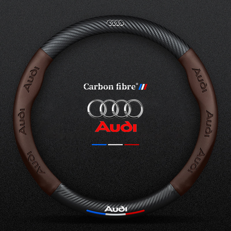 Anti Slip 3D Embossed Carbon Fiber Leather Car Steering Wheel Cover Universal Fit