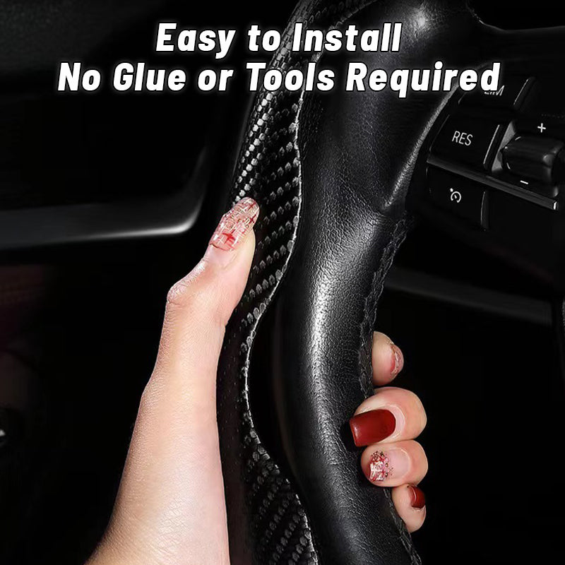 Nexi Customized Car Logo Breathable Ultra-thin 5D Leather & Carbon Car Steering Wheel Cover