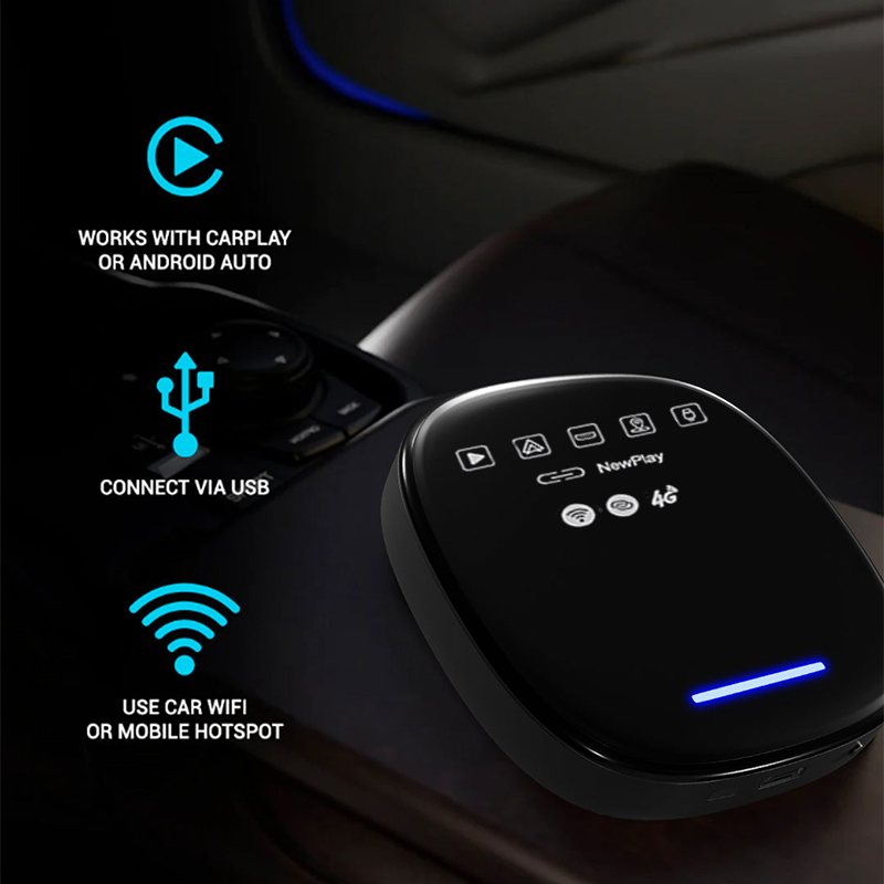 Wireless Android Auto/CarPlay Adapter Streaming Multimedia Box with HDMI & 4G SIM