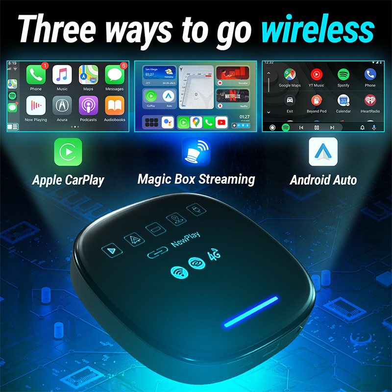 Wireless Android Auto/CarPlay Adapter Streaming Multimedia Box with HDMI & 4G SIM