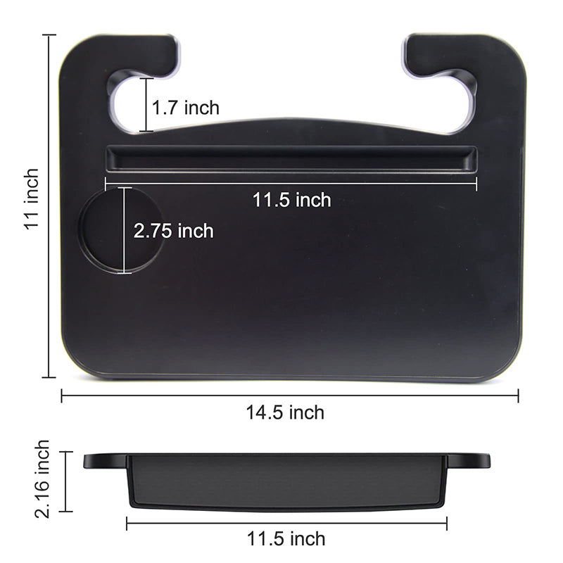 2 in 1 Multipurpose Car Steering Wheel Food Laptop Tray & Seat Gap Filler Organizer with Drinks Holder