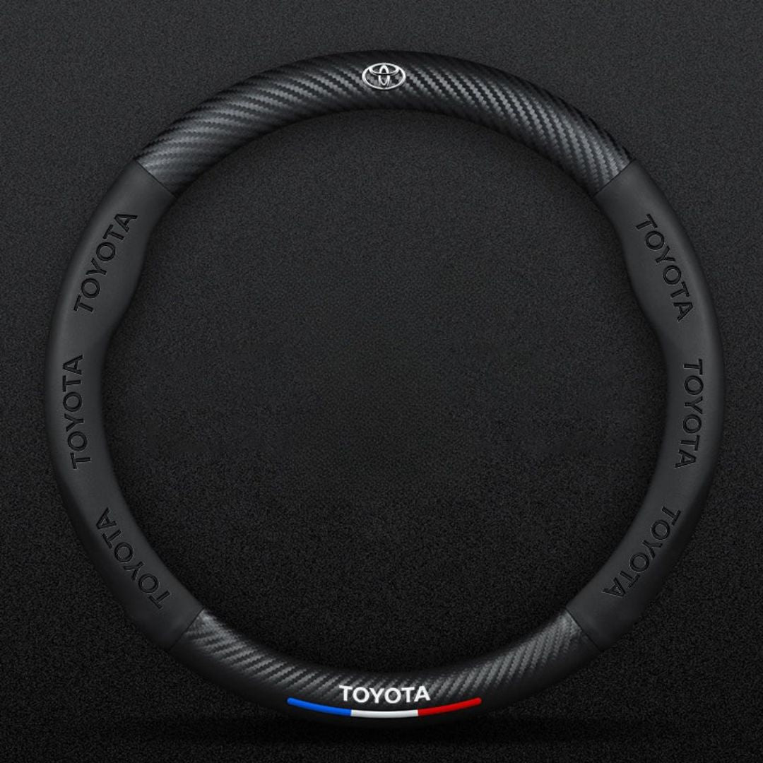 Anti Slip 3D Embossed Carbon Fiber Leather Car Steering Wheel Cover Universal Fit