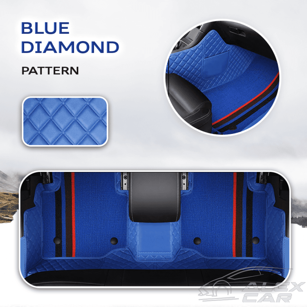 Alexcar Jocar 2023 Heavy Duty Universal Fit Pocket Floor Mats For Cars Suvs And Trucks Blue Diamond