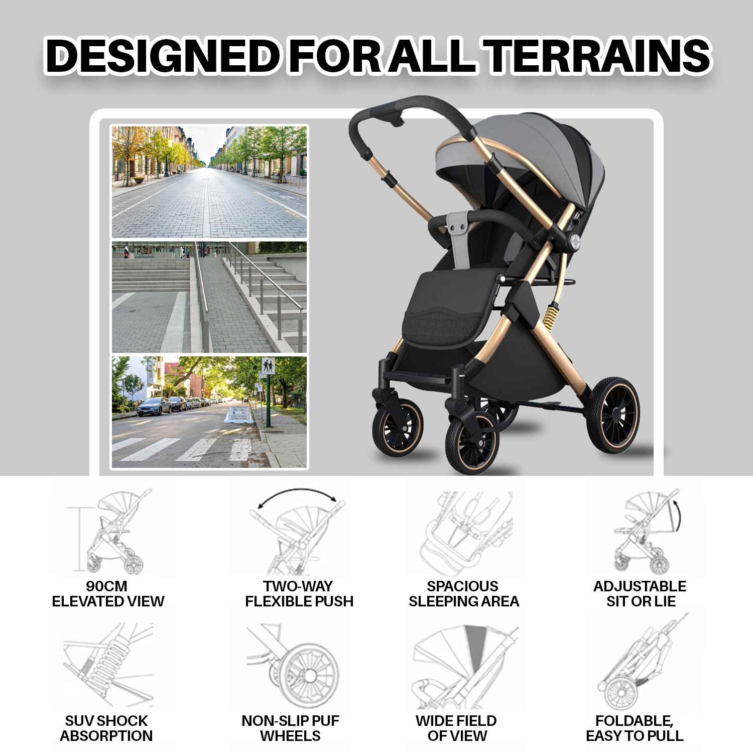 Ultimate Reversible, Breathable, and Foldable Baby Stroller