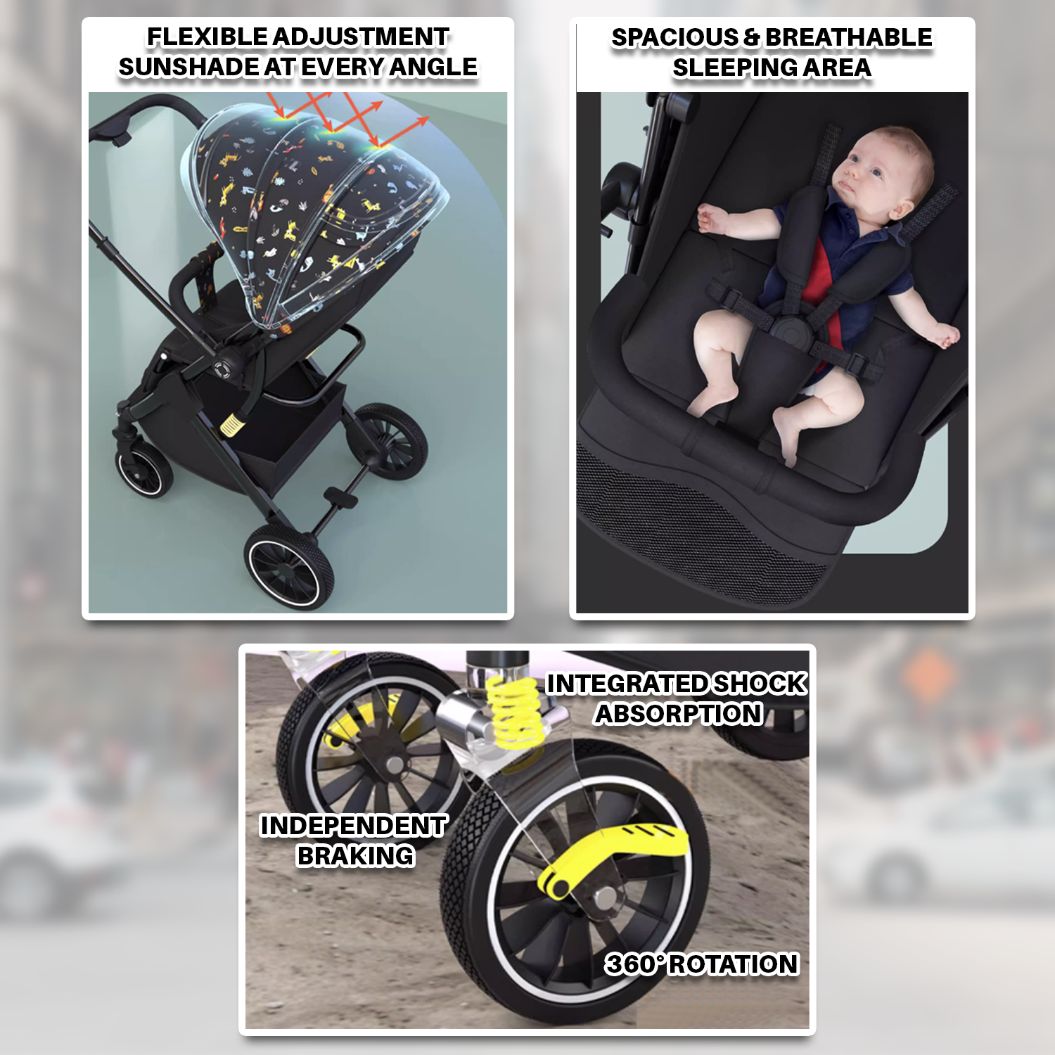 Ultimate Reversible, Breathable, and Foldable Baby Stroller
