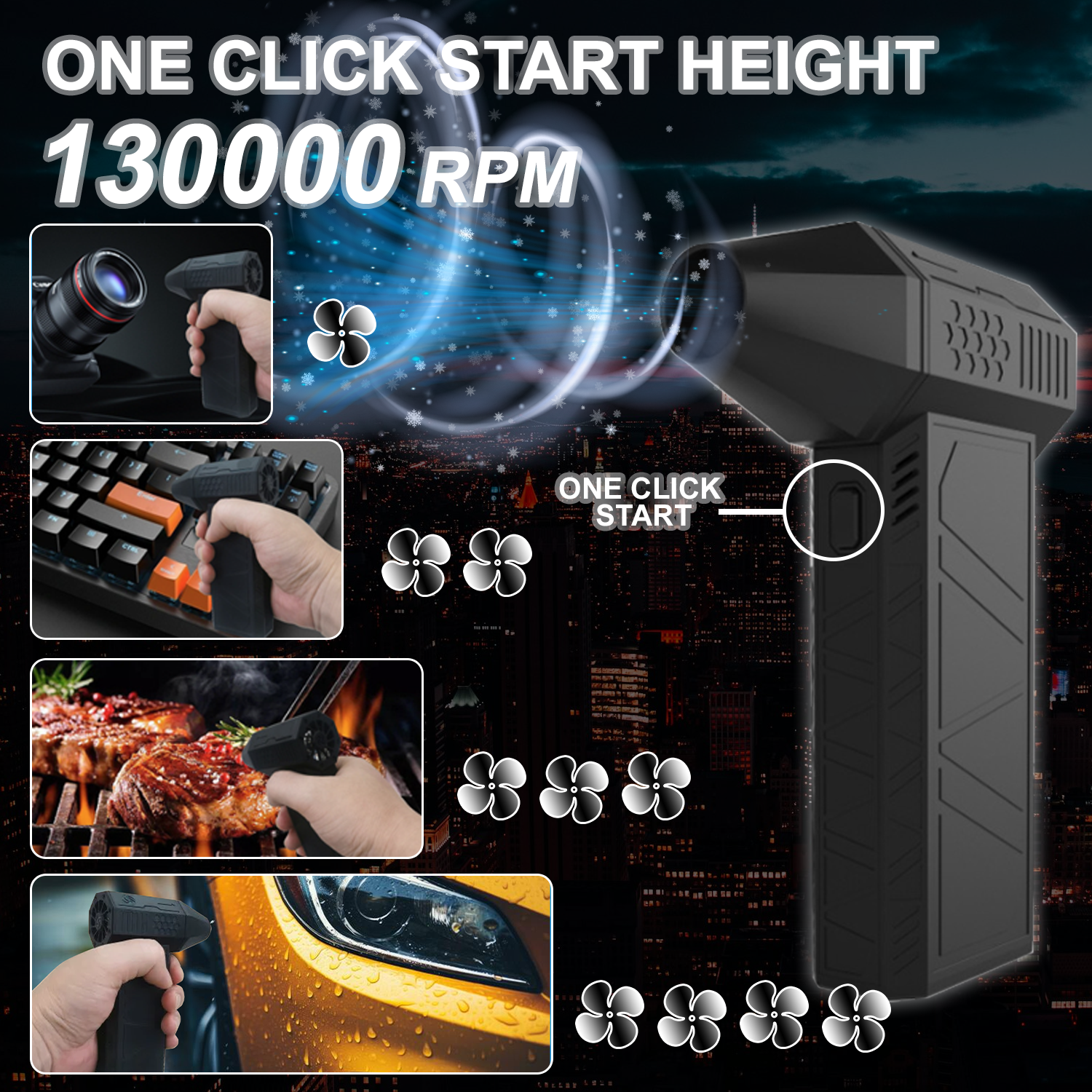 X3 High-Performance Extreme Cooling & Compact Turbo Jet Fan - 130,000 RPM