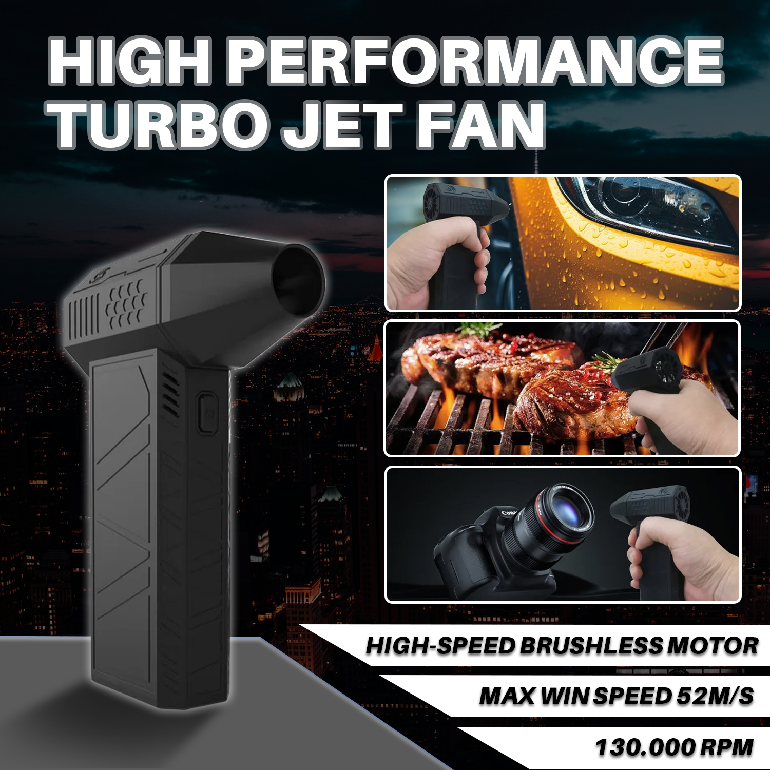 X3 High-Performance Extreme Cooling & Compact Turbo Jet Fan - 130,000 RPM