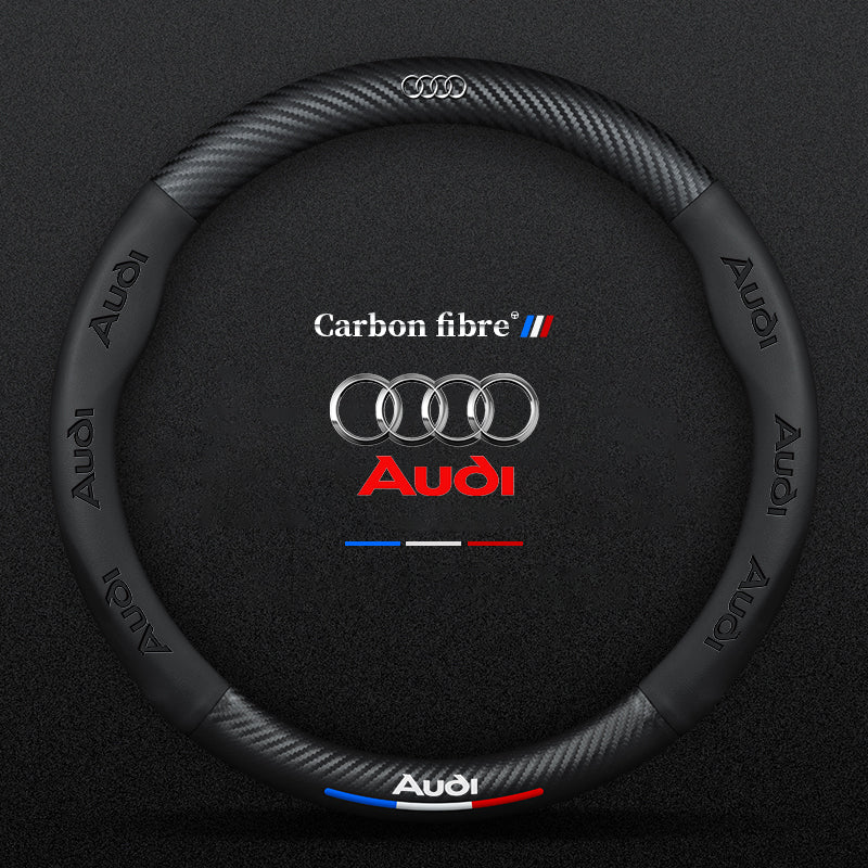 Anti Slip 3D Embossed Carbon Fiber Leather Car Steering Wheel Cover Universal Fit