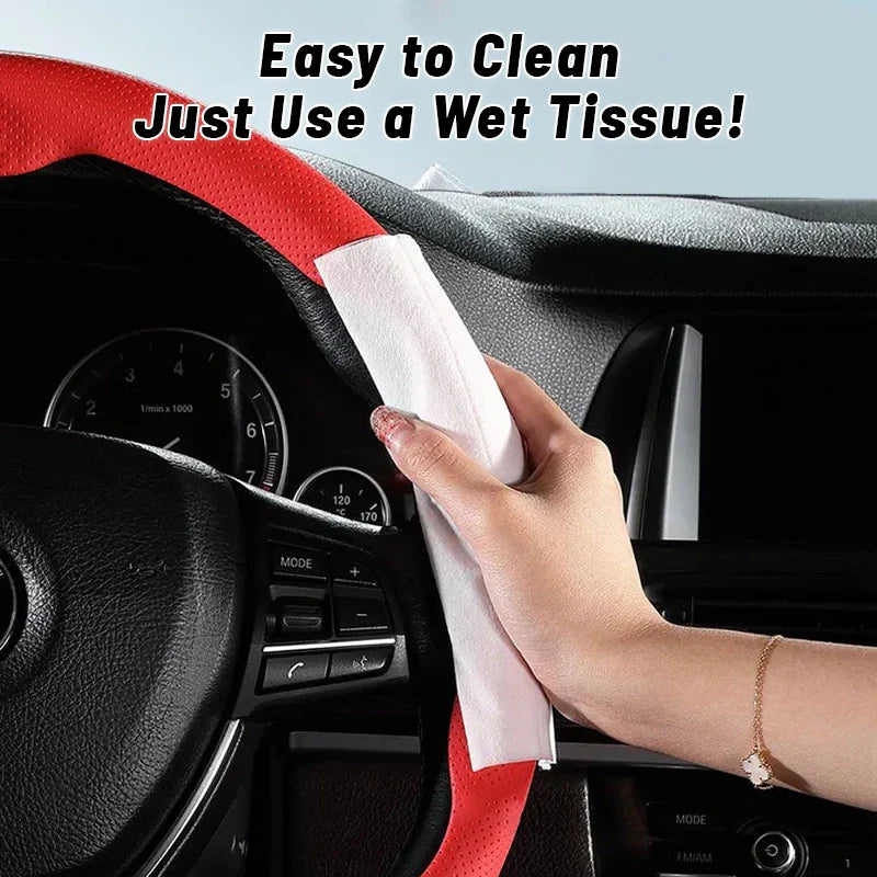 Nexi Customized Car Logo Breathable Ultra-thin 5D Leather & Carbon Car Steering Wheel Cover