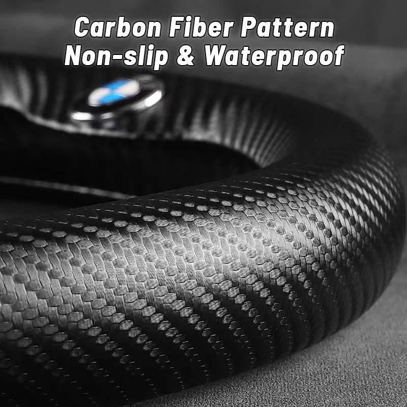 Nexi Customized Car Logo Breathable Ultra-thin 5D Leather & Carbon Car Steering Wheel Cover