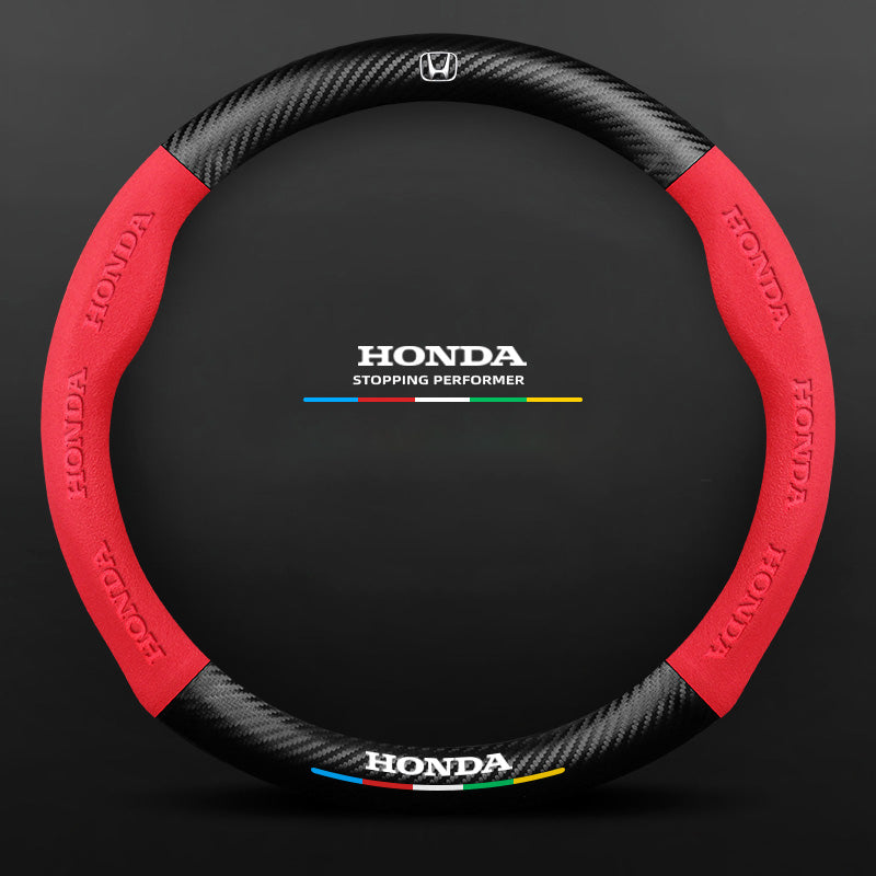 Anti Slip 3D Embossed Carbon Fiber Leather Car Steering Wheel Cover Universal Fit