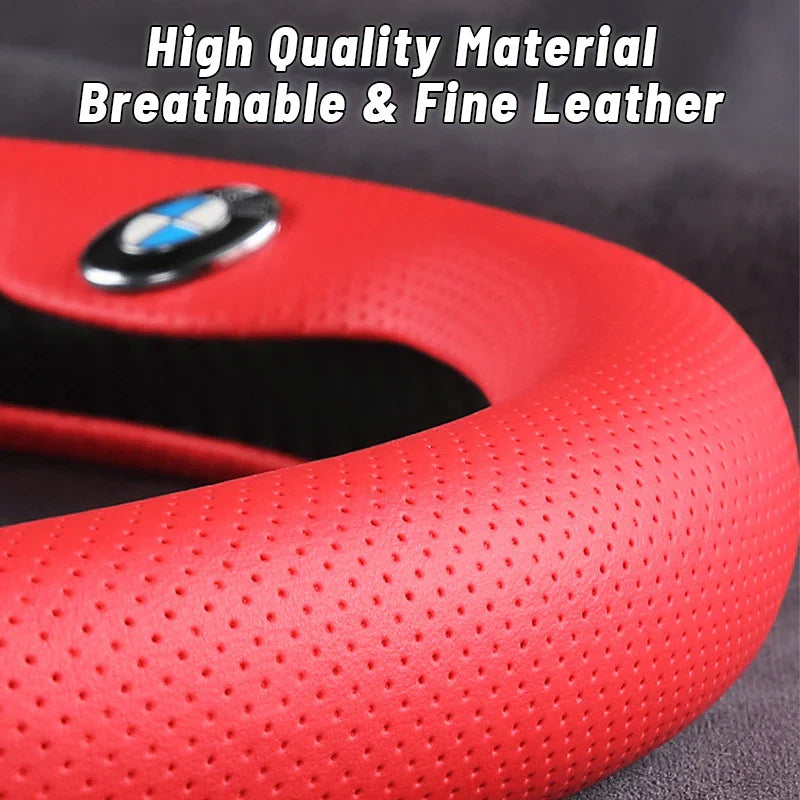Nexi Customized Car Logo Breathable Ultra-thin 5D Leather & Carbon Car Steering Wheel Cover