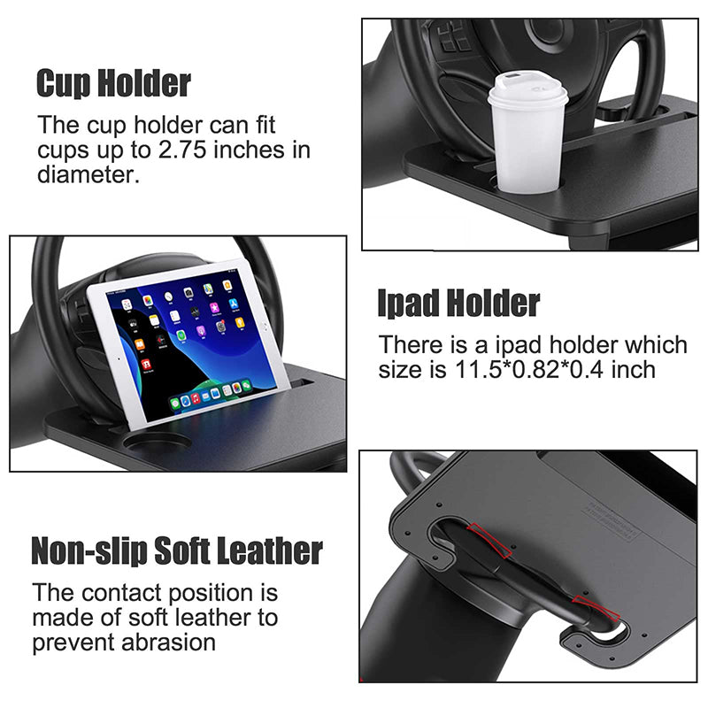 2 in 1 Multipurpose Car Steering Wheel Food Laptop Tray & Seat Gap Filler Organizer with Drinks Holder