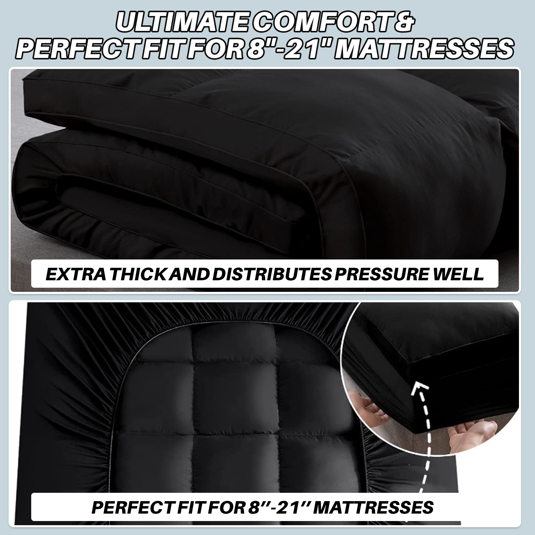 SleepMax Extra Thick Mattress Topper | Extra Thick, Cooling, Pressure Distribution & Skin-Friendly