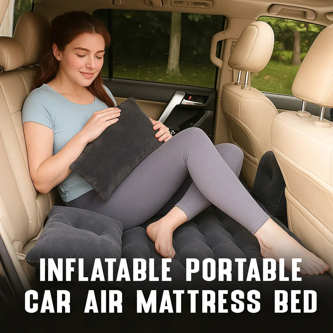 DrivePerk Inflatable Portable Leak-Proof High Quality Travel & Camping Car Air Mattress Back Seat Bed with 2 Pillows & Carry Bag for All Car Models