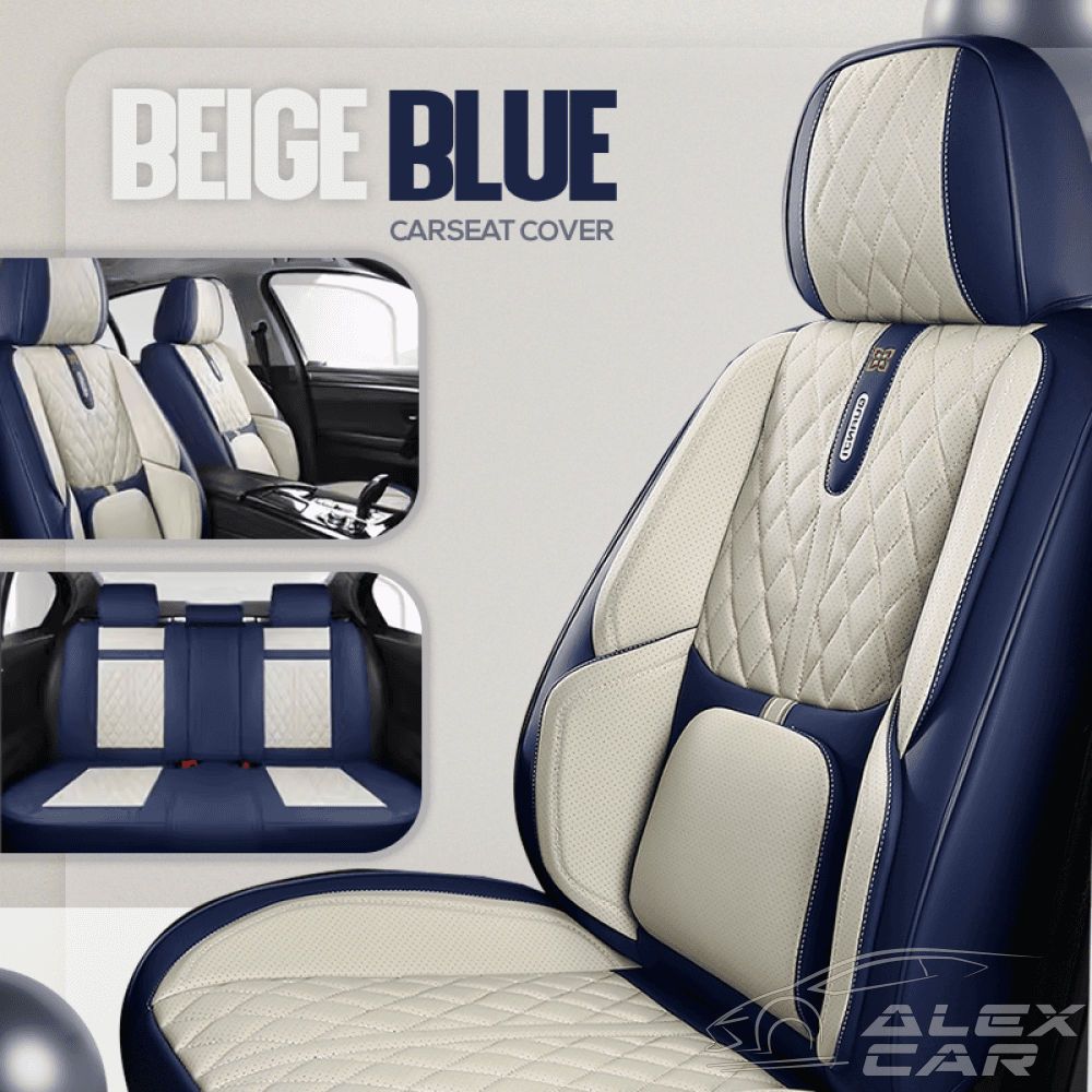 Ace Breathable & Anti-Slip Carseat Cover Beige Blue / 2 Seats