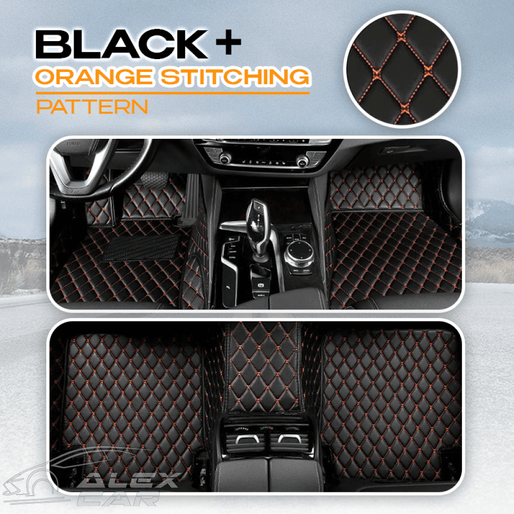 Alexcar Elvie 2023 Heavy Duty Universal Fit Floor Mats For Cars Suvs And Trucks Black With Orange