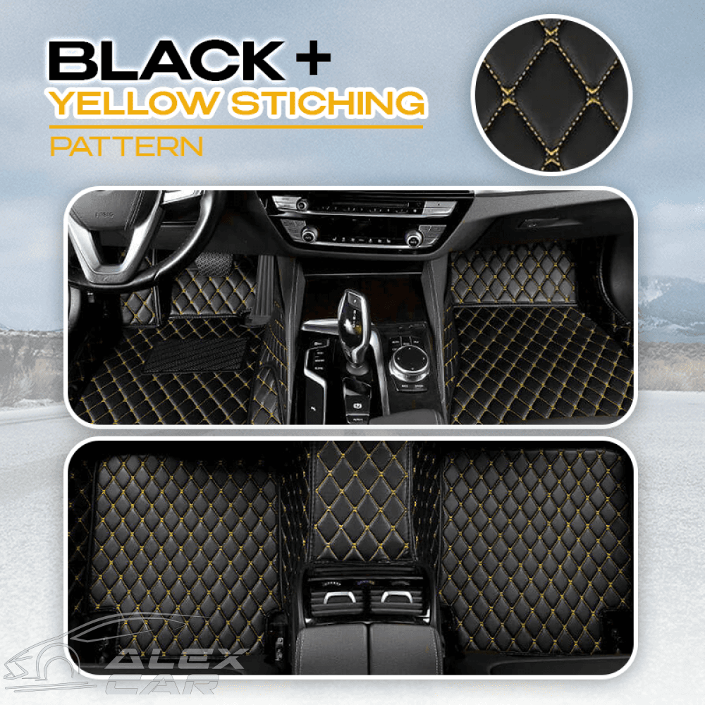 Alexcar Elvie 2023 Heavy Duty Universal Fit Floor Mats For Cars Suvs And Trucks Black With Yellow