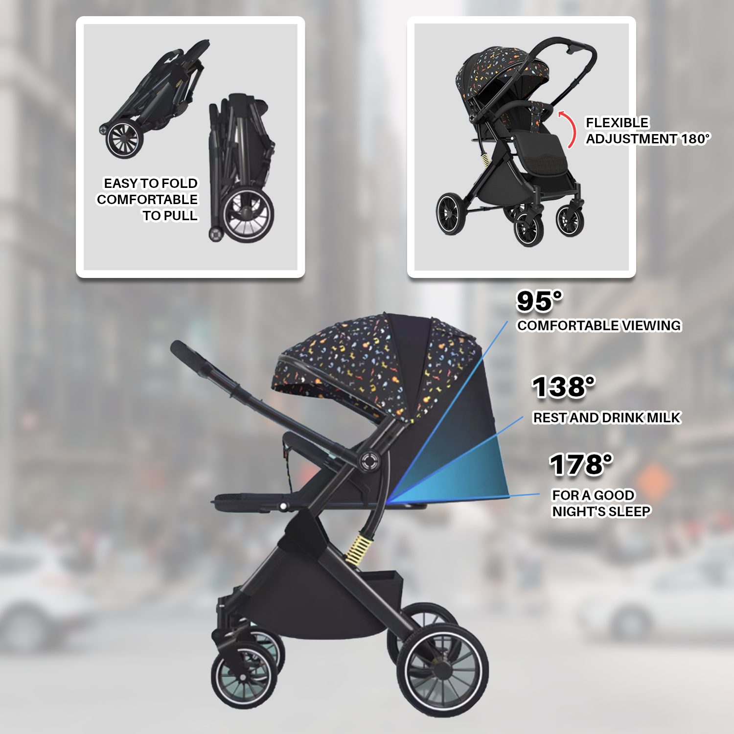 Ultimate Reversible, Breathable, and Foldable Baby Stroller